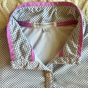 Fairway & Greene White Polo with Pink Trim